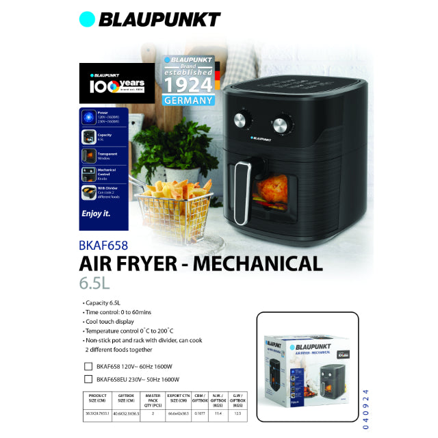 Blaupunkt 6.5L Mechanical Air Fryer Blaupunkt 6.5L Mechanical Air Fryer